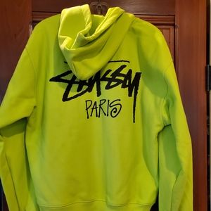 Stussy Zippered Hooded Jacket Limited Paris Edition, Lime Green, Size L NEW WITH
